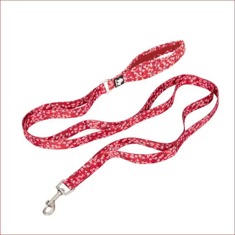 True Love Floral Multi Handle Dog Lead - Red l - 2