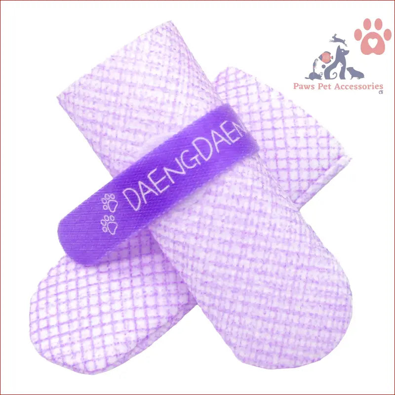 Purple bandage with mesh X design for 28pc Dog Shoes Waterproof Disposable Boots Anti-Slip