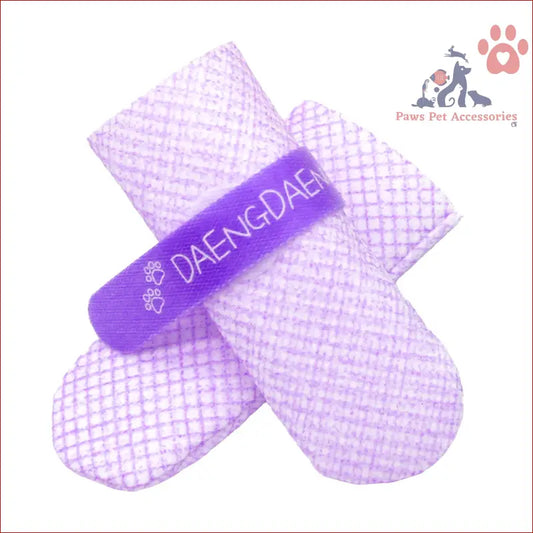 Purple bandage with DAENGDAE on waterproof disposable boots for dog shoes anti-slip